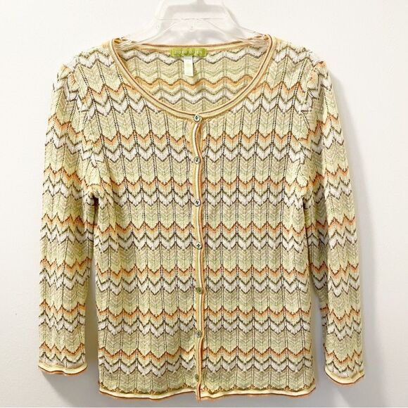 Sigrid Olsen Chevron Cardigan - Size Medium Petite - Picture 1 of 5